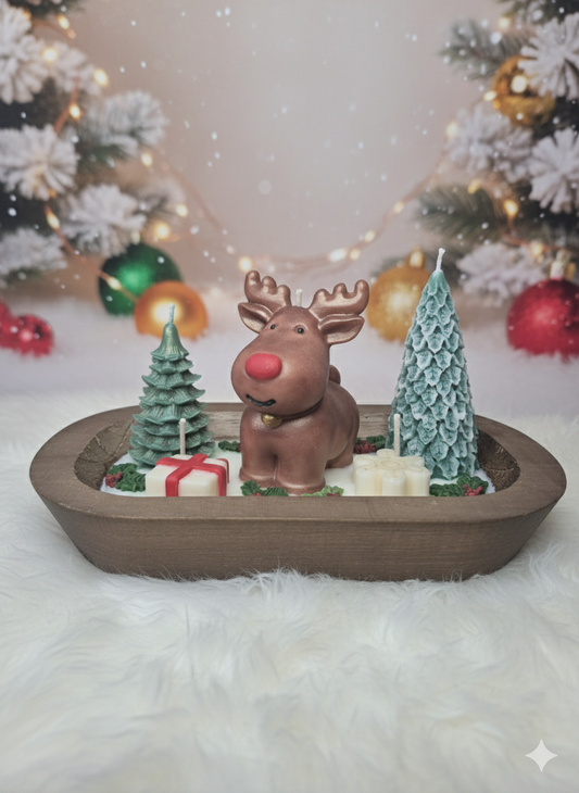 VELA NAVIDEÑA EN CUENCO DE MADERA