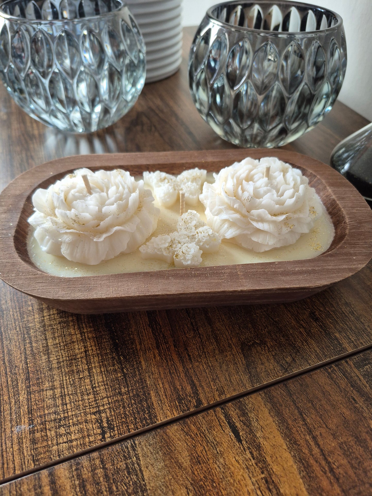 VELA EN CUENCO  DE MADERA